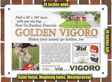 Metal Sign - 1961 Golden Vigoro Lawn Fertilizer- 10x14 inches