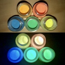 Colorful, Glow-in-the-Dark Powder, 10g, Neon orange, blue, yellow-green, golden