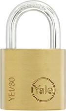 Image of PADLOCK OUTDOOR Y110/30mm YALE SECURITY STEEL SHACKLE - SOLID BRASS - NEW
