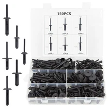 150x Plastic Pom Pop Rivets Set Assortment Pop Poly Bevel Round Head Blind Rivet