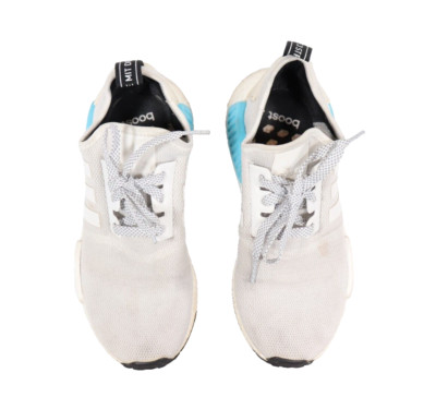 Adidas Womens Size 5 Bright Cyan White Blue NMD R1 Sneaker Lace Up Boost Trainer