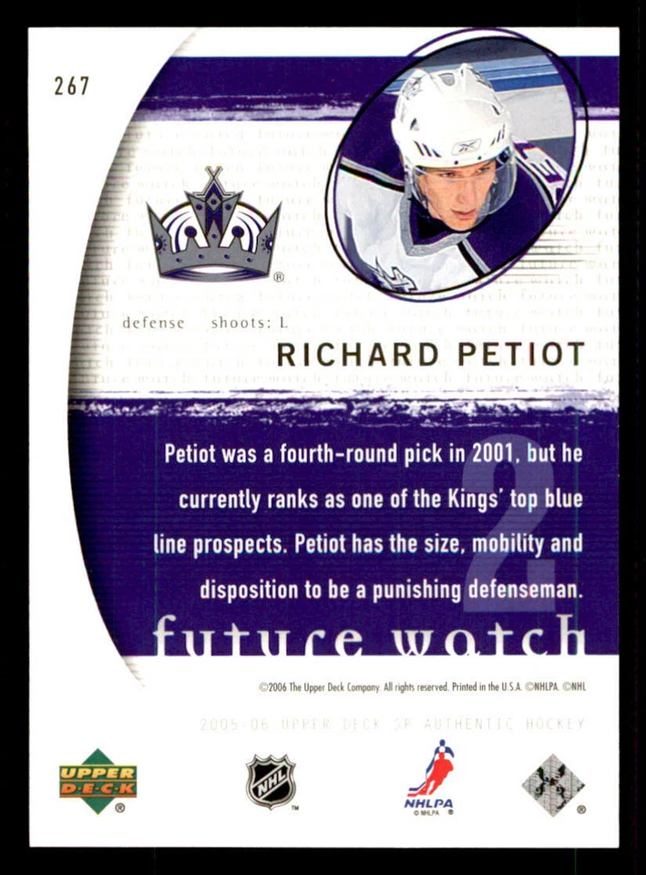2005-06 SP Authentic #267 Richard Petiot RC /1999 (ref 240196) - Image 2 of 2