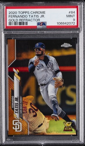2020 TOPPS CHROME GOLD REFRACTOR #84 FERNANDO TATIS JR. 14/50 PSA 9