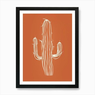 Cactus Line Drawing Ladyfinger Cact Framed Wall Art Poster Canvas Print Picture