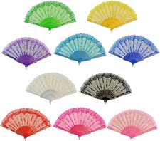 Rbenxia Elegant Rose Lace Floral Folding Hand Fans 9 Inch 10 Pieces style-3