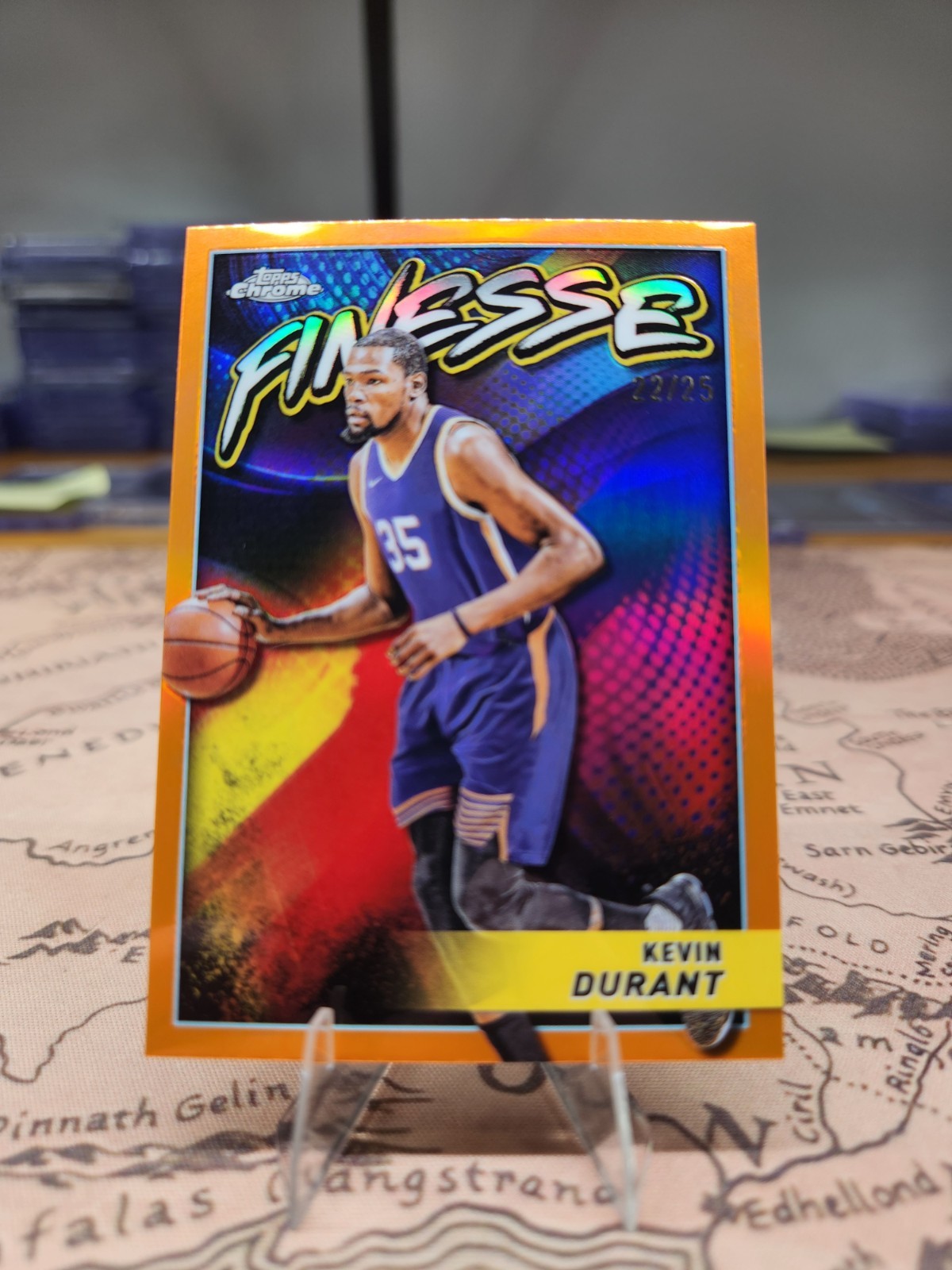 2024 TOPPS CHROME 22 of 25 FINESSE ORANGE REFRACTOR #F17 KEVIN DURANT NBA