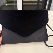 Vintage Black Velvet Envelope Clutch Bag Evening Crossbody Asymmetrical