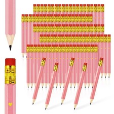 Pink PreSharpened Short Golf Pencils 4 Inch HB Hexagon School Office 100PCS