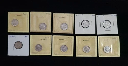 Group of 10 Different Mercury Silver Dimes XF Lot #3 NICE!