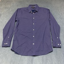 Banana Republic Dress Shirt Mens Large Blue Printed Cotton Non Iron Slim Fit