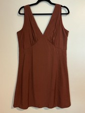 Gap Copper Brown Soft Woven V-neck Mini Dress Sleeveless Sz 12