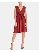 RACHEL RACHEL ROY Womens Maroon Belted Sleeveless Fit + Flare Dress 6