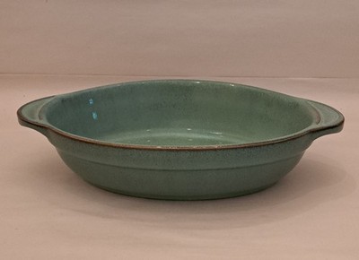 Vtg Denby 1989 Regency Green Stoneware Oval Handle Au Gratin Baking Dish 9''
