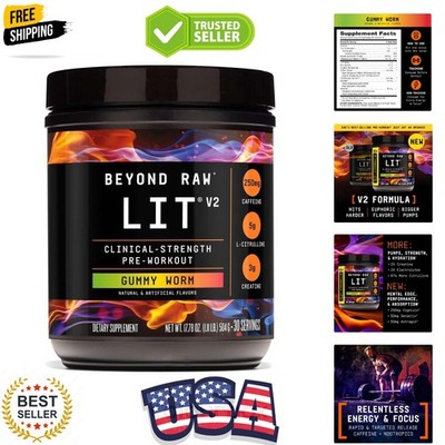 LIT V2 Clinical Strength Pre Workout Powder, Hits Harder, Bigger Pumps, Caffe...