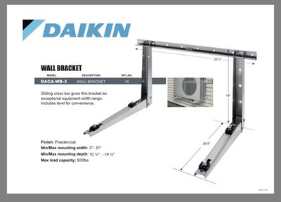 Daikin DACA-WB-3 Powder-Coated Wall Condenser Bracket 500lb Capacity 87739