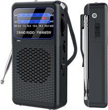 AM FM SW 3 Band Pocket Radio, Portable Battery Operated Shortwave Radio, Back Cl