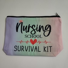 Nursing School Survivor Black Lined Makeup/Cosmetic Zippered Bag New