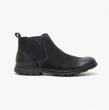 Image of Hush Puppies Tyrone Mens Nubuck Pull-On Breathable Business Black Chelsea