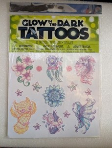 22 Pcs Temporary Tattoos - Glow in the Dark - By Savvi Made in USA New Sealed