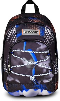 Seven Dual School Backpack, Black Blue, 31L Double Compartment, With PC Pocket