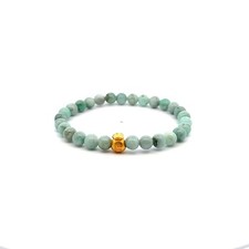 24K Gold Money Bag Bracelet Gemstones Emerald May Birthstones 6mm S6.5"