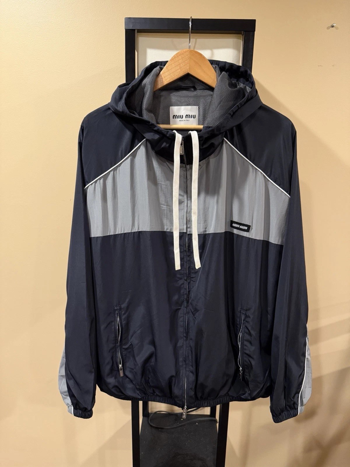Miu Miu — Miu Miu Technical Silk Zipper Blouson Windbreaker Jacket