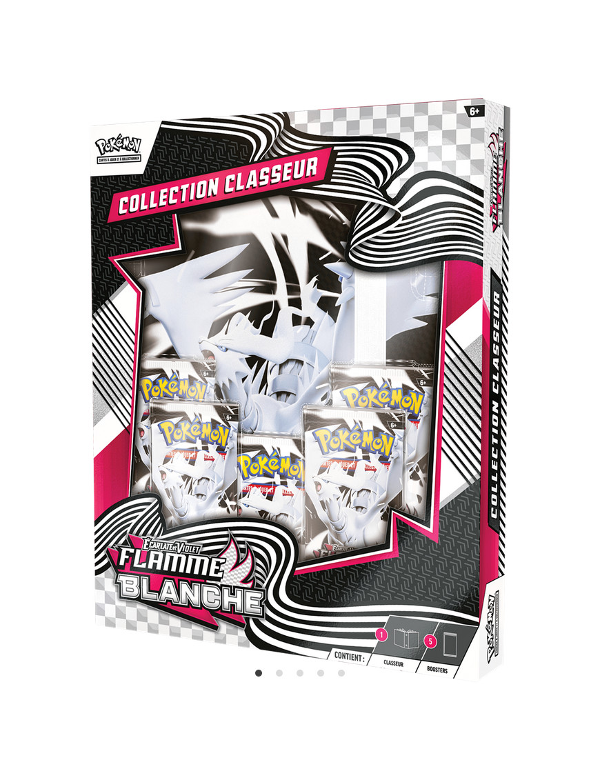 Pack 5 Boosters Pokémon Flamme Blanche Écarlate et Violet avec Portfolio FR