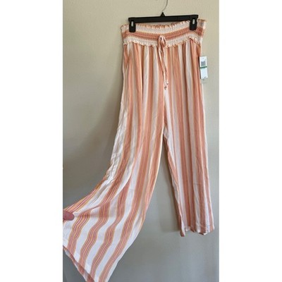 Women's Kingston Grey Smocked-Waist Wide-Leg Pants Orange Size XS Beach