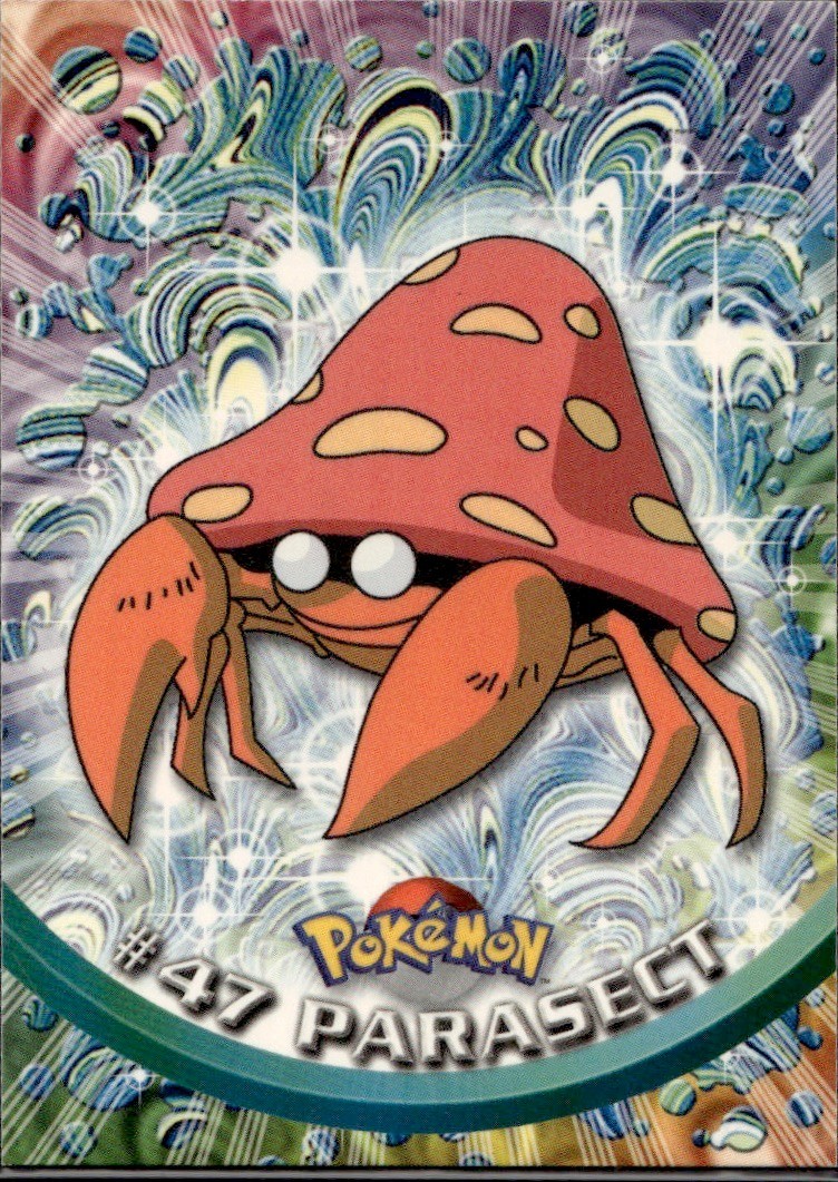 1999 Topps Pokemon TV Animation Parasect #47 Blue Logo