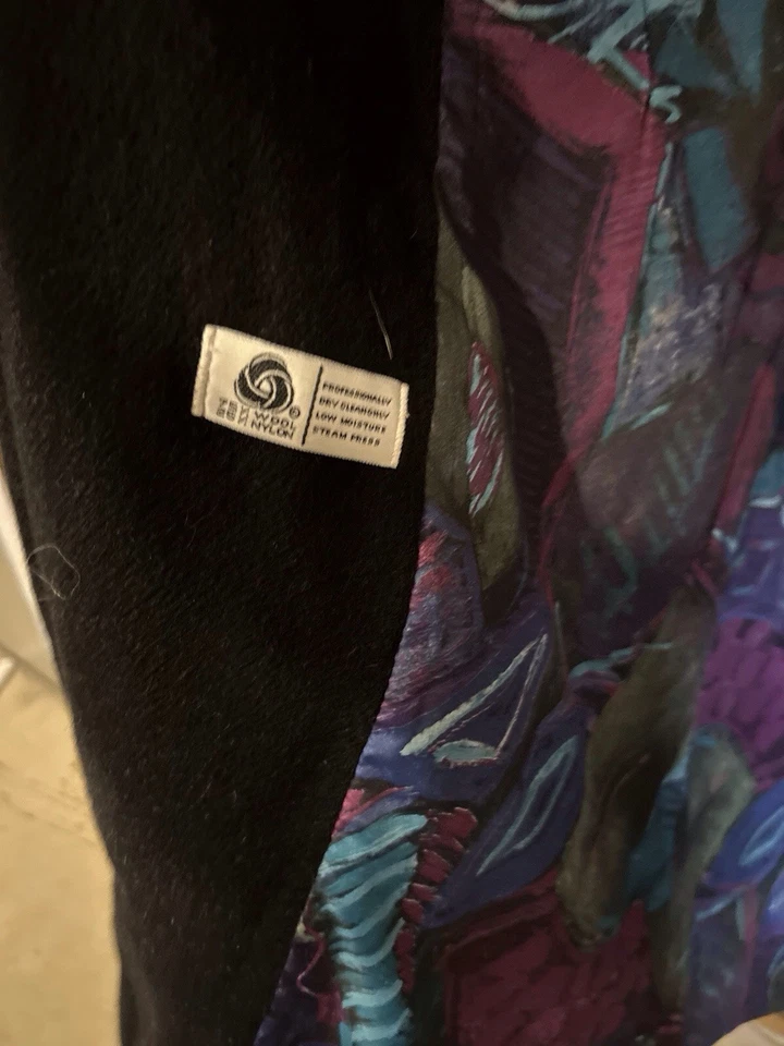 Vintage Alorna Black Wool Blend Long Coat Women’s Made in USA 80s Style XL - Image 3 of 4