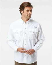 Columbia Mens PFG Bahama  II Shirt 101162 Brand NIP White Long Sleeve Medium