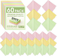 60-Pack Microfiber Cleaning Cloths for Glasses, 6X7 Inch Premium Lens Cleaning C