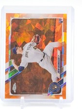 DREW RASMUSSEN 2021 TOPPS CHROME ROOKIE SAPPHIRE ORANGE /25 #377 Q3178