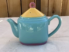 Vtg Lindt Stymeist Colorways Small Rectangular TEAPOT w/lid • Turquoise • EUC