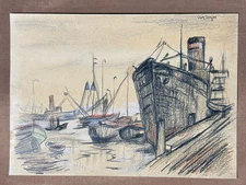 Kees van Dongen (Handmade) Mixed Media Paper Drawing Signed and Stamped