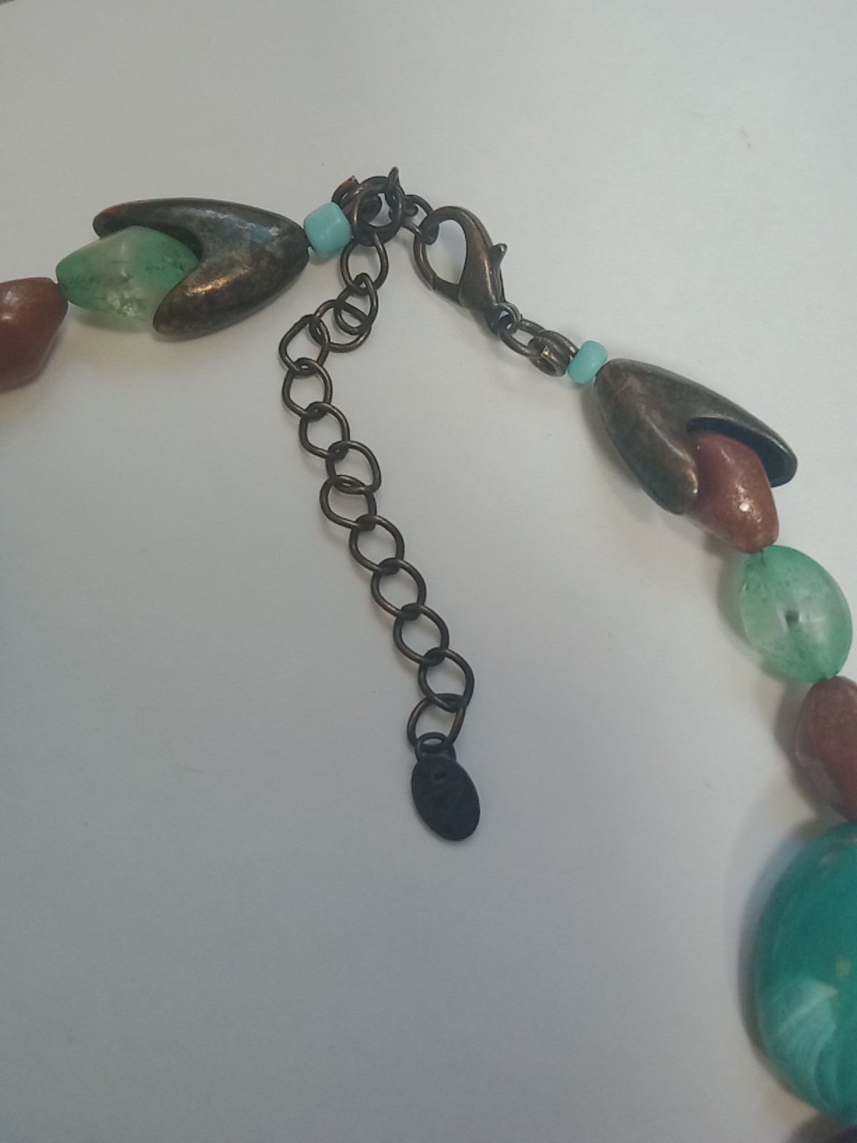 Large Bead Statement Necklace Antique Bronze W/ T… - image 2