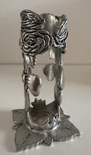 A E Williams Pewter Flower Bud Vase Rose Design Missing Glass