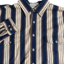 VTG Eddie Bauer Elkhorn Canvas Shirt Men's Size XL Striped Long Sleeve Button