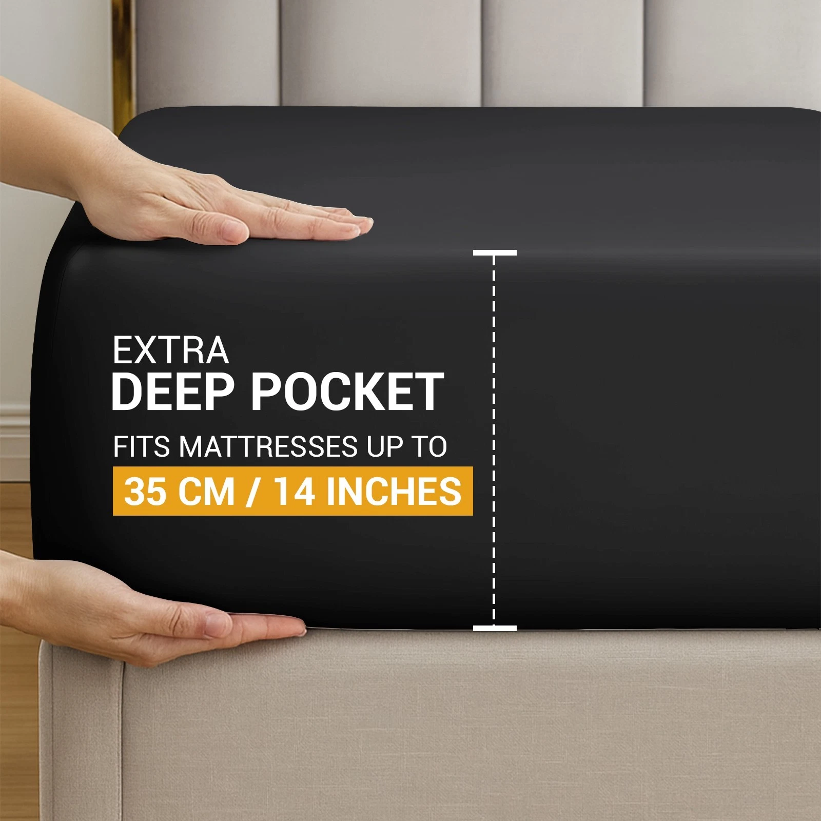 Black - Dekoro fitted sheet - 35cm deep