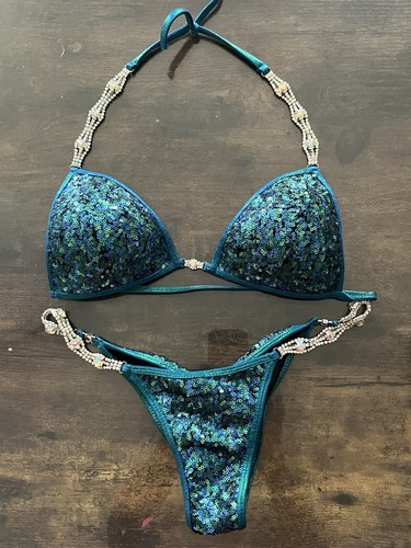 Muscle Dazzle competition bikini - sequin with AB crystal connectors