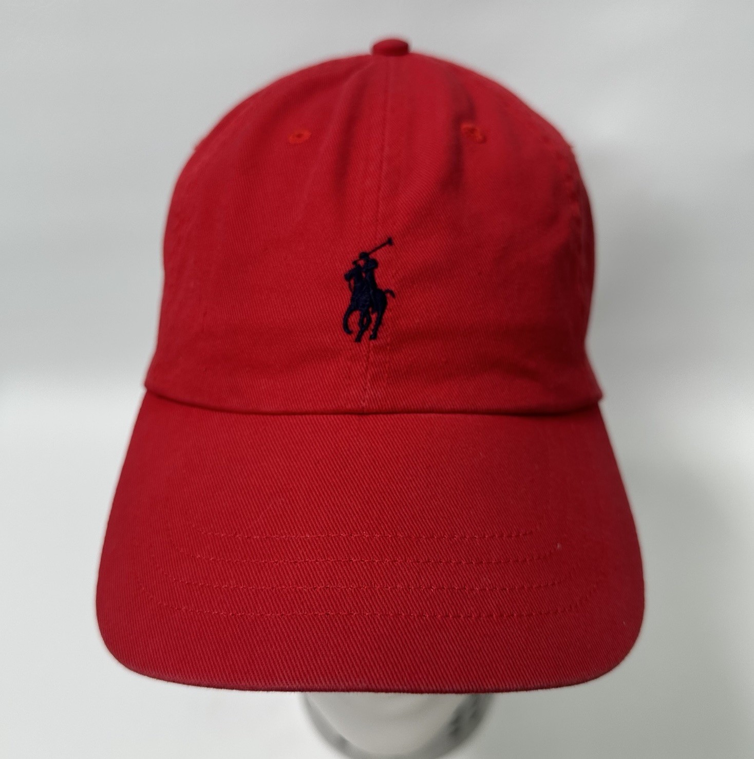Cappello vintage Polo Ralph Lauren pony cinturino in pelle berretto papà rosso adulto