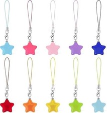 Yxinjy 10Pcs Multicolour Cute Small Phone Charm Star Strap 1, Multicolor