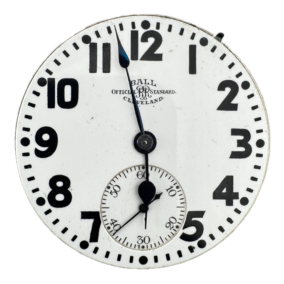 Antique 16s 1924 Ball 21j Mechanical Railroad Pocket Watch Movement 999P USA - Image 2 of 2