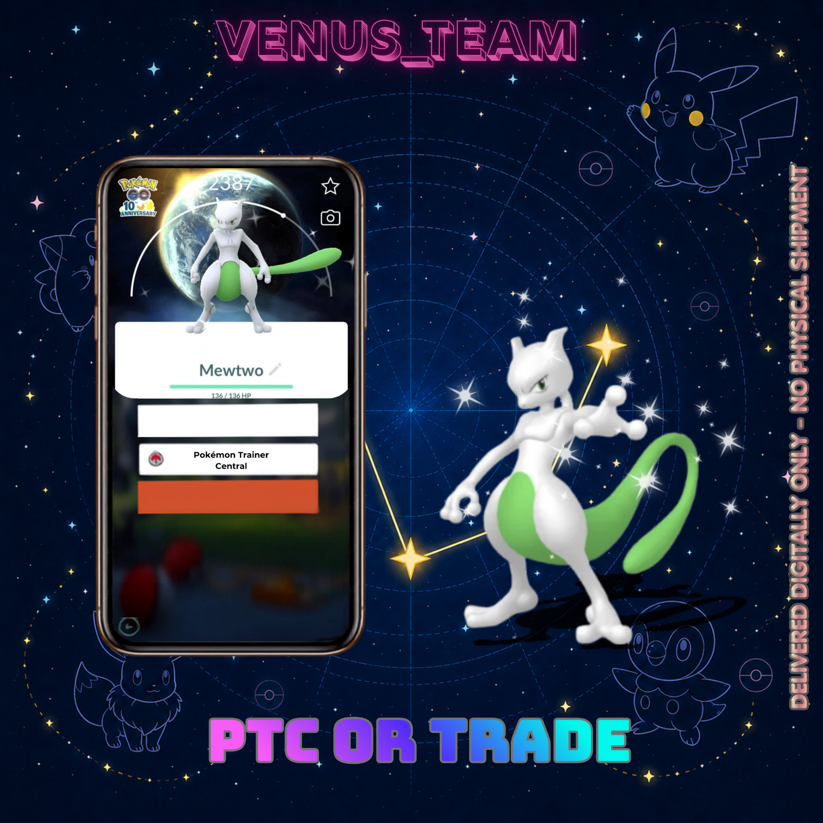 Shiny Mewtwo 10th Anniversary Celebration Background ✨ Read the description