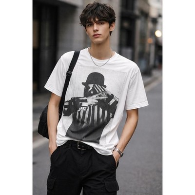 DIESEL BLACK GOLD 白シャツ Diesel Black Gold Graphic Tee White Short Sleeve Shirt Size L Bold