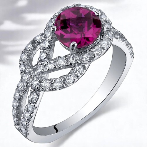 PEORA 1.00 Carat Created Ruby Solitaire Ring Sterling Silver Size 6 Rhodium Fini - Picture 2 of 2