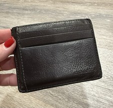 Coach Mens Brown Pebbled Leather Card Holder ...