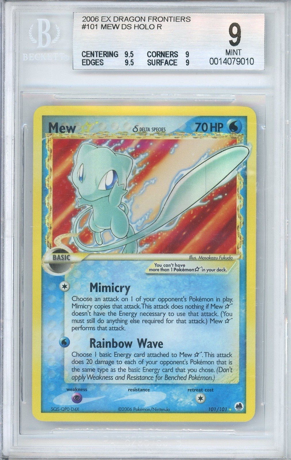 Pokemon Mew Gold Star EX Dragon Frontiers Holo Ultra Rare #101 BGS 9