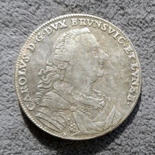 1 Thaler 1765 Brunswick Wolfenbuttel German States Charles I Coin KM# 966.1