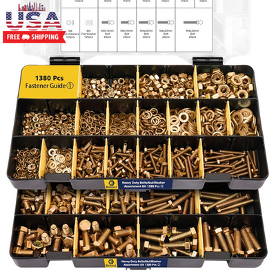 1380Pcs Nuts and Bolts Assortment Kit - Heavy Duty Grade 8.8 Metric M4 M5 M6 M8